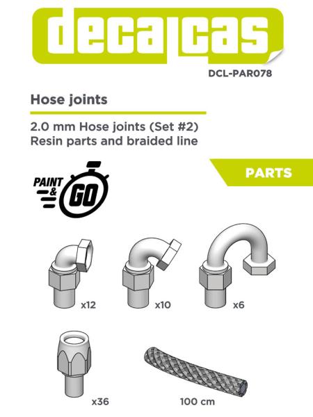 Hose joints for 1/12 scale models: 2.0mm Hose joints - Set 2